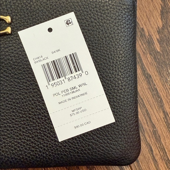 Black Leather Coach Wristlet - Picture 4 of 5